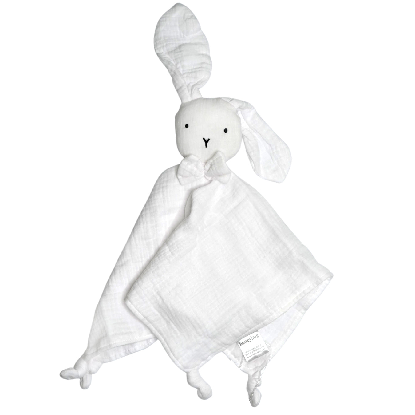 Organic Cotton Muslin Bunny Lovey - White - HoneyBug 